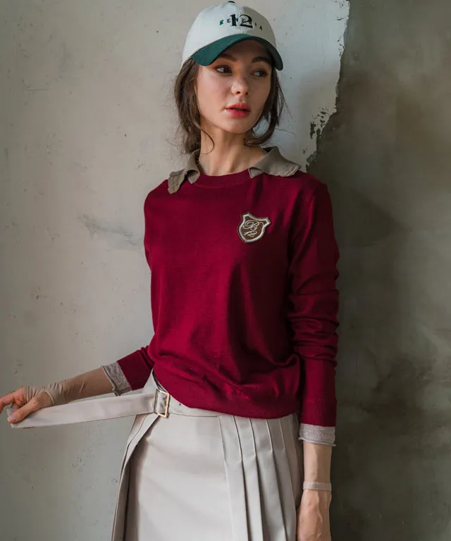 BENECIA 12 Ria Collar Knit - Wine