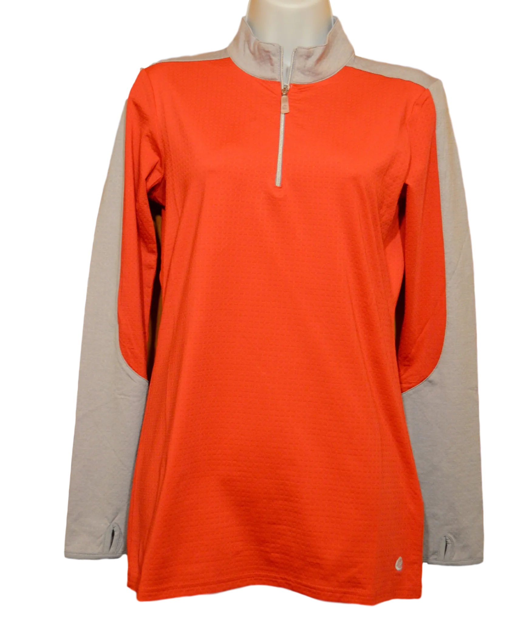 Bette & Court Eclipse Colorblocked Long Sleeve Mock SPF 50 - Crimson/Slate