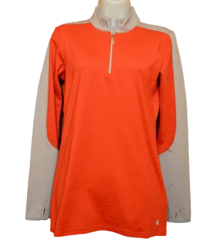 Bette & Court Eclipse Colorblocked Long Sleeve Mock SPF 50 - Crimson/Slate