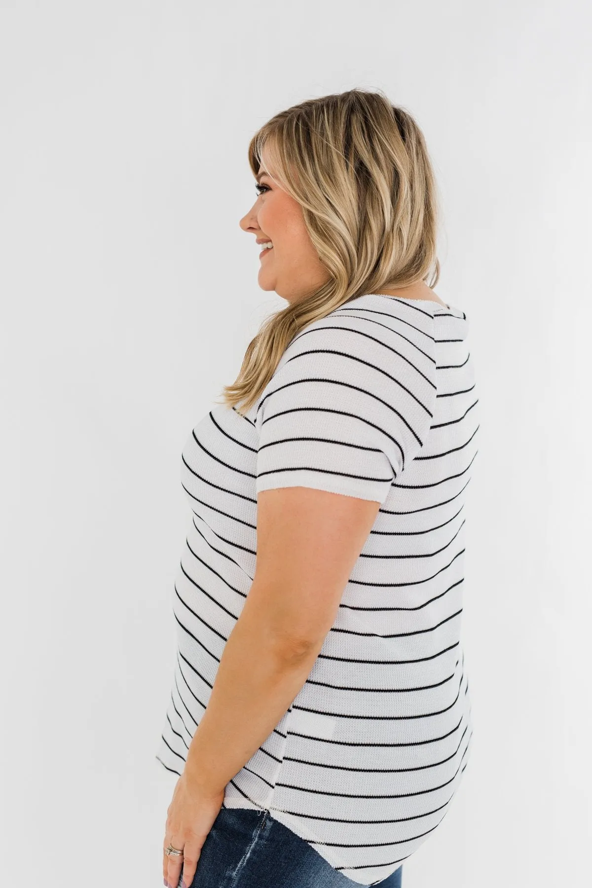 Between The Lines Striped Top- Black & White
