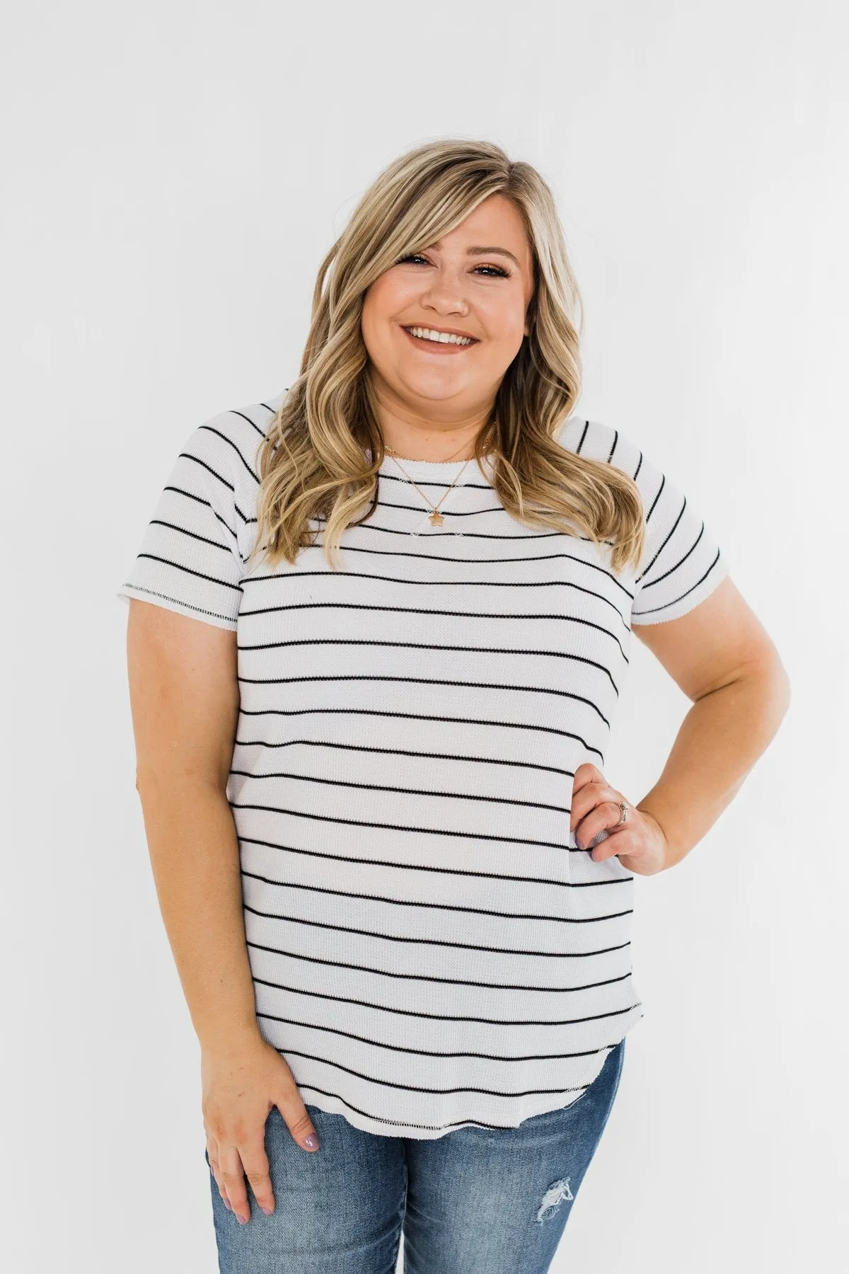 Between The Lines Striped Top- Black & White