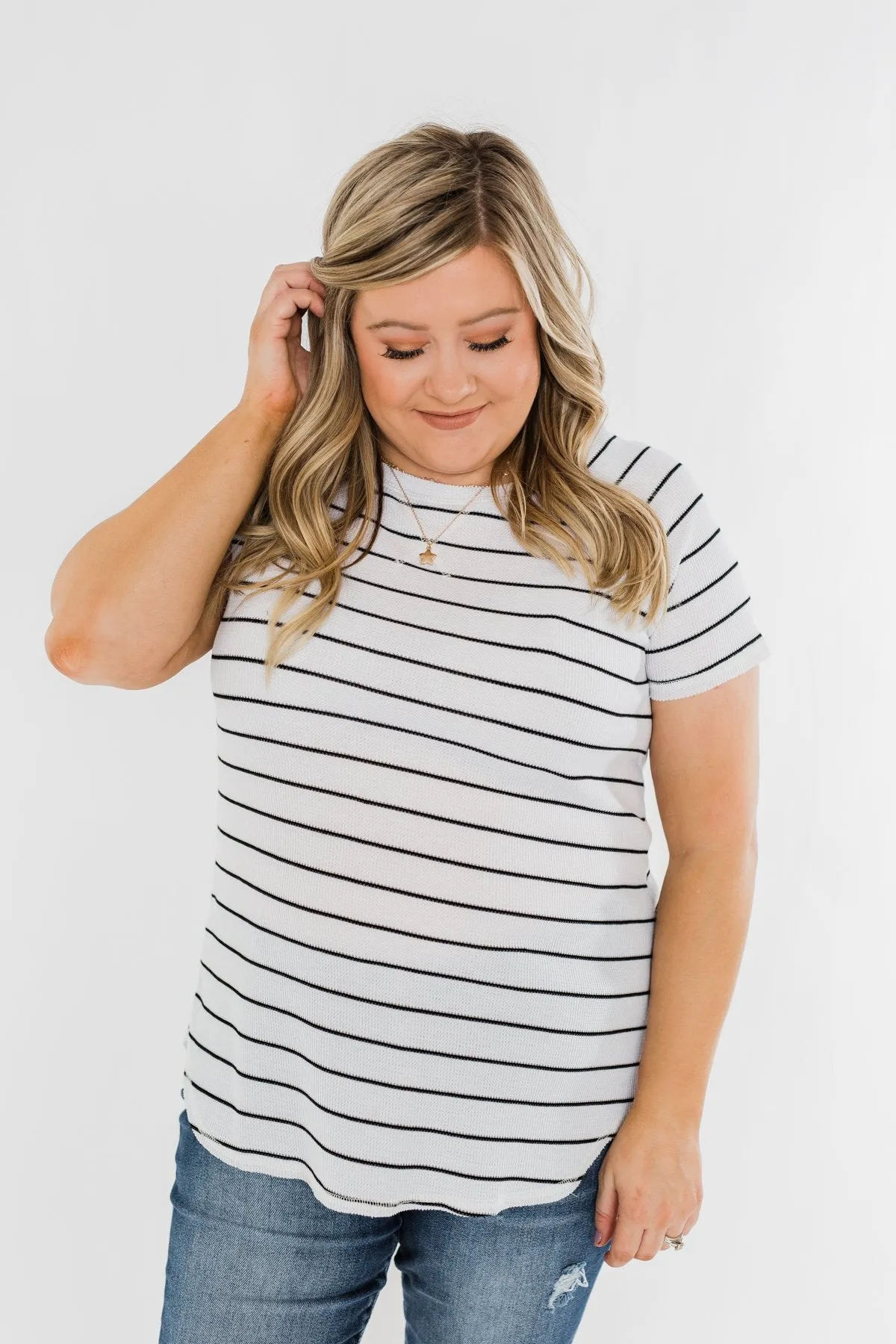 Between The Lines Striped Top- Black & White