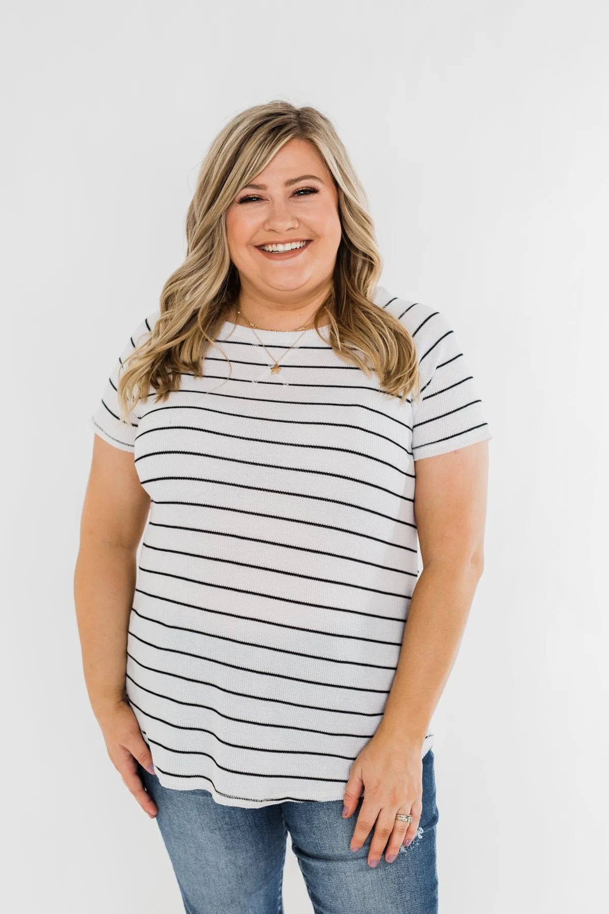 Between The Lines Striped Top- Black & White
