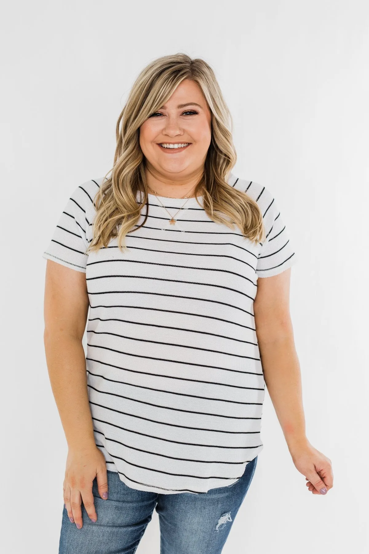 Between The Lines Striped Top- Black & White