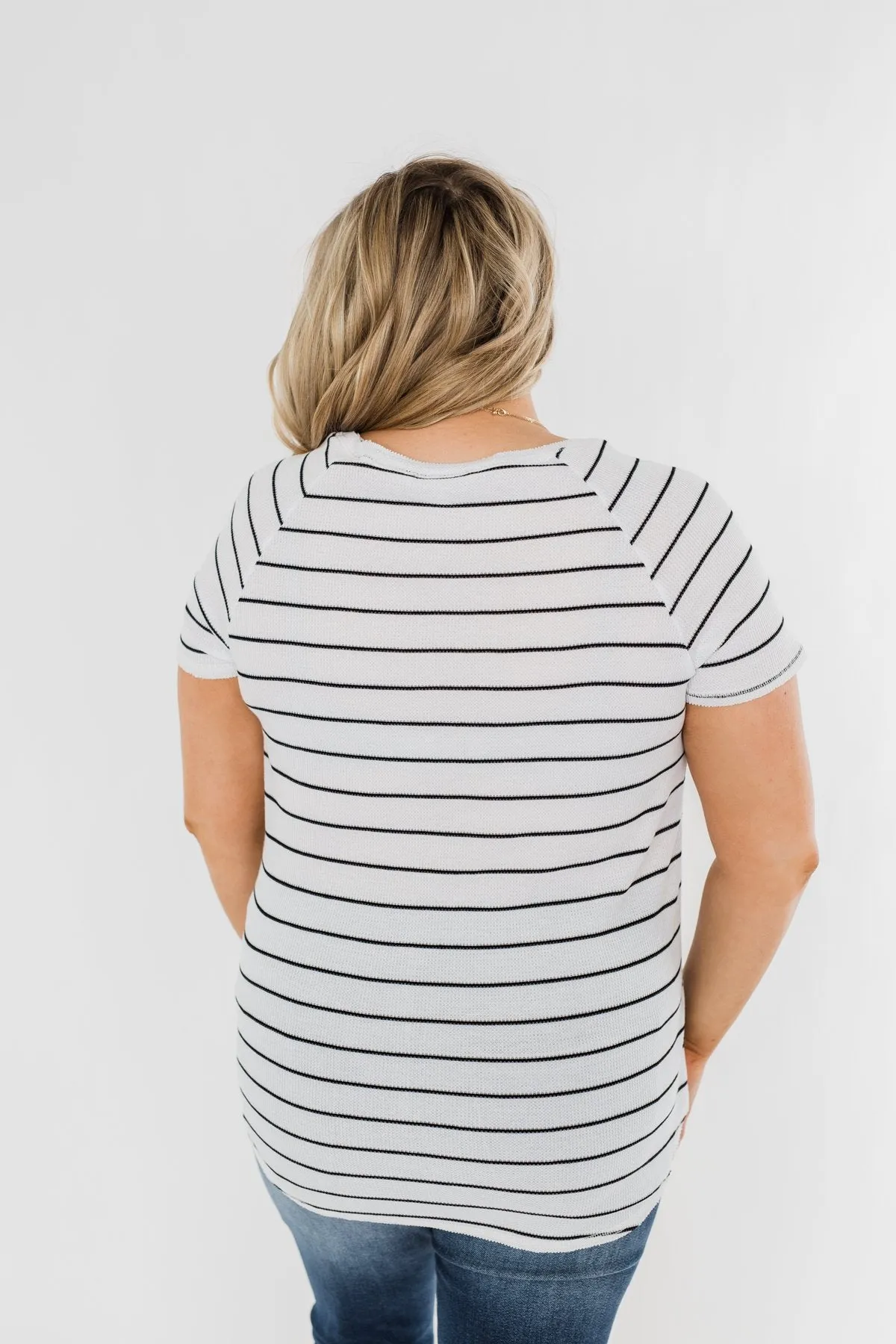 Between The Lines Striped Top- Black & White