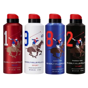 Beverly Hills Polo Club 1982 Sports Value Pack of 4 Deodorant Sprays For Men