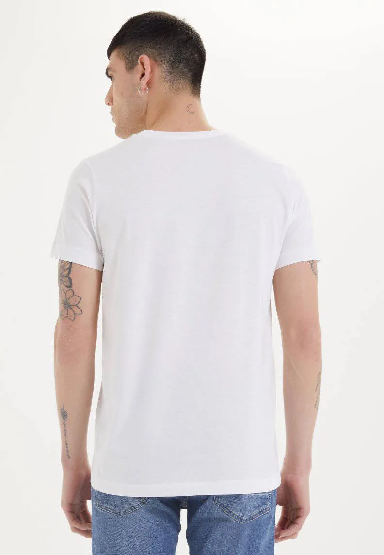 Beyaz Basic Bisiklet Yaka Pamuklu Regular Fit Erkek T-Shirt ESSENTIALS
