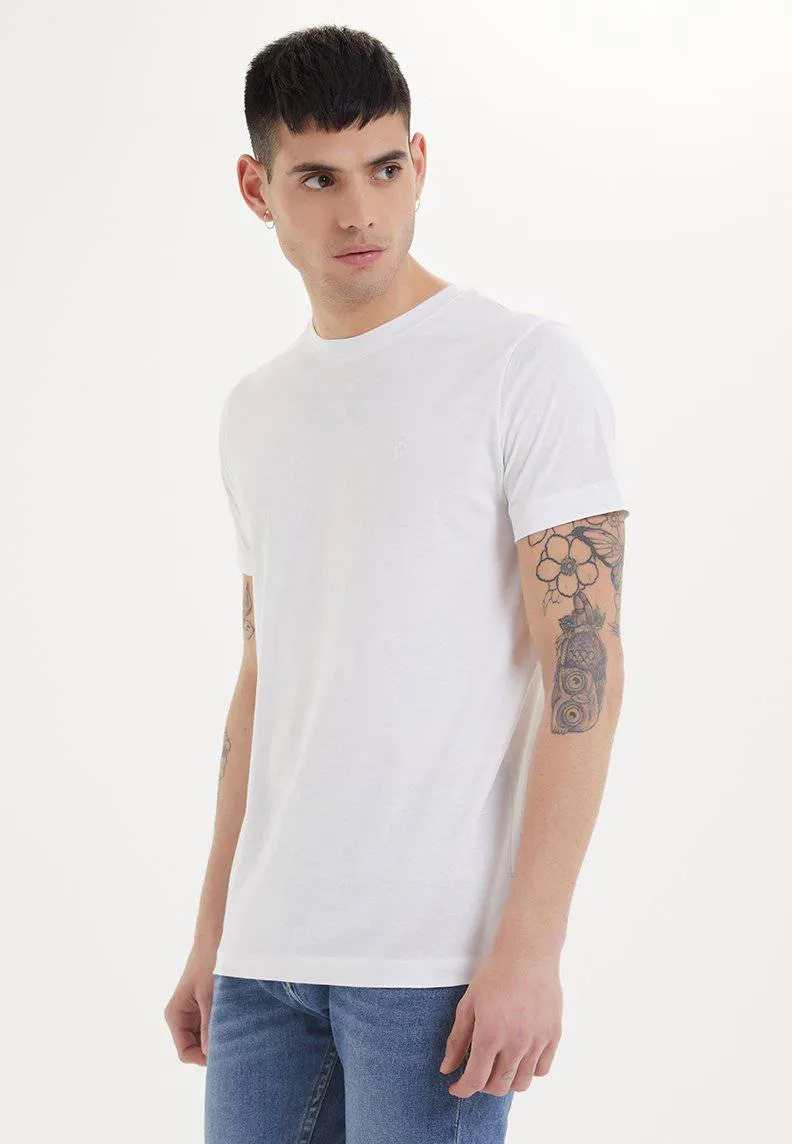 Beyaz Basic Bisiklet Yaka Pamuklu Regular Fit Erkek T-Shirt ESSENTIALS