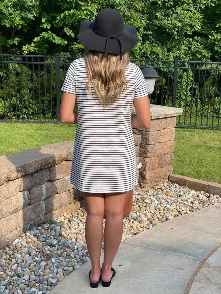 Black and White Striped T-Shirt Dress