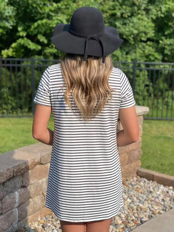 Black and White Striped T-Shirt Dress