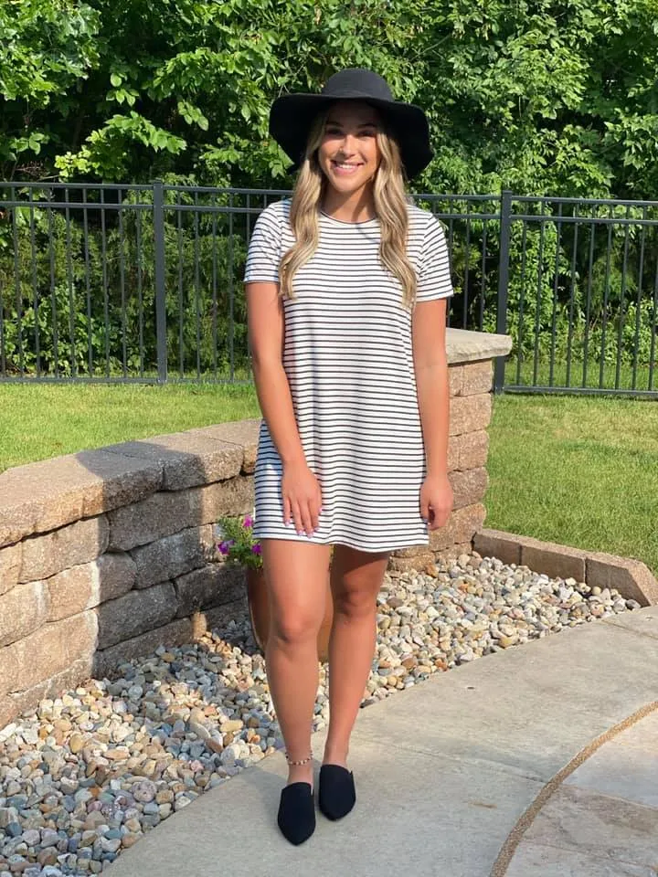 Black and White Striped T-Shirt Dress