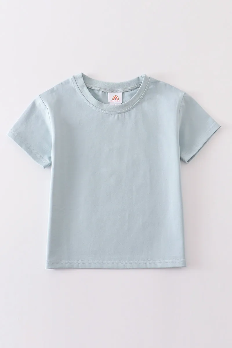 Blue Blank Basic T-shirt Adult Kids And Baby Bubble