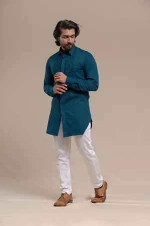 BLUESMOCKING SHORT KURTA/TUXEDO SHIRT SET