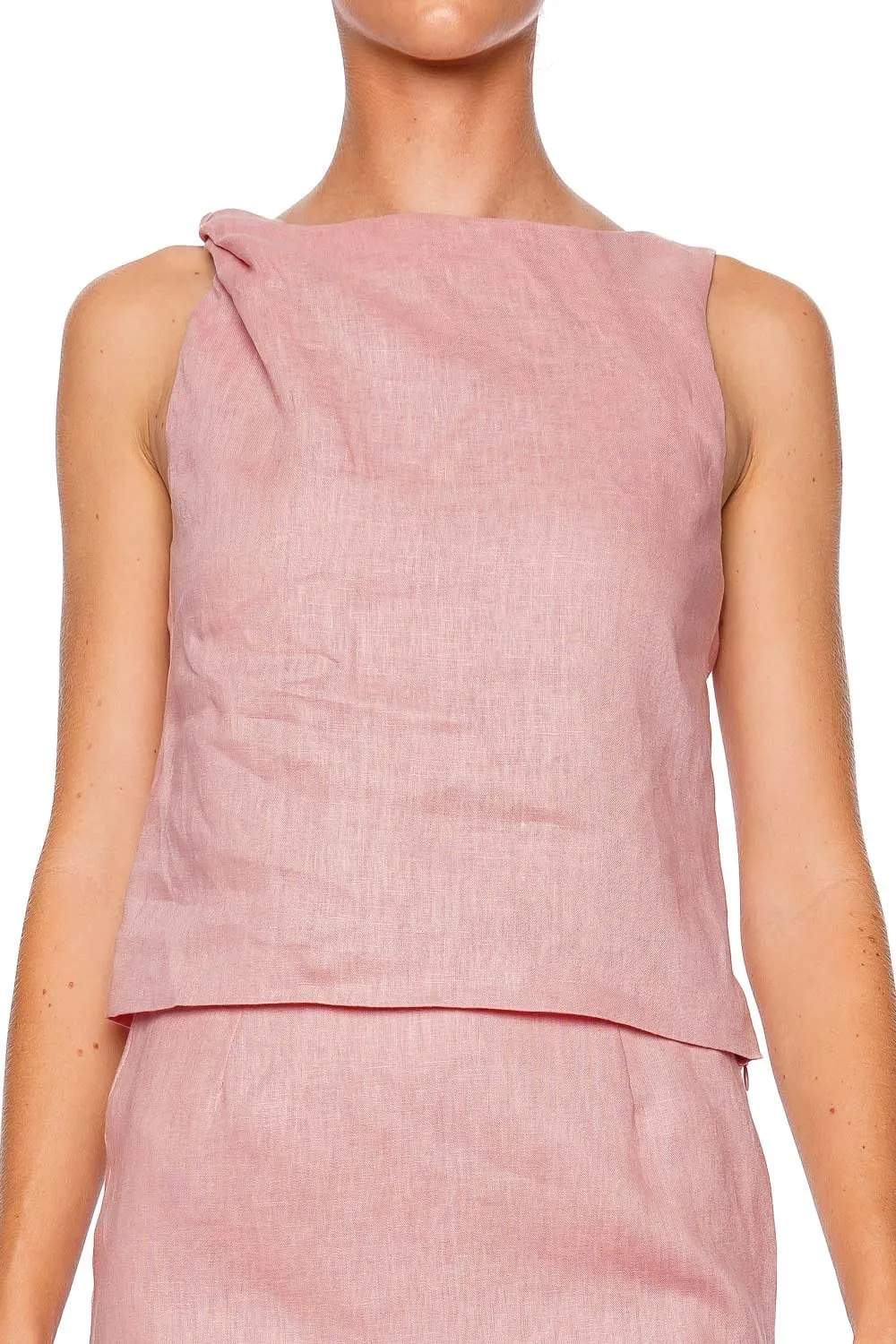 Boa Twisted Linen Shift Top