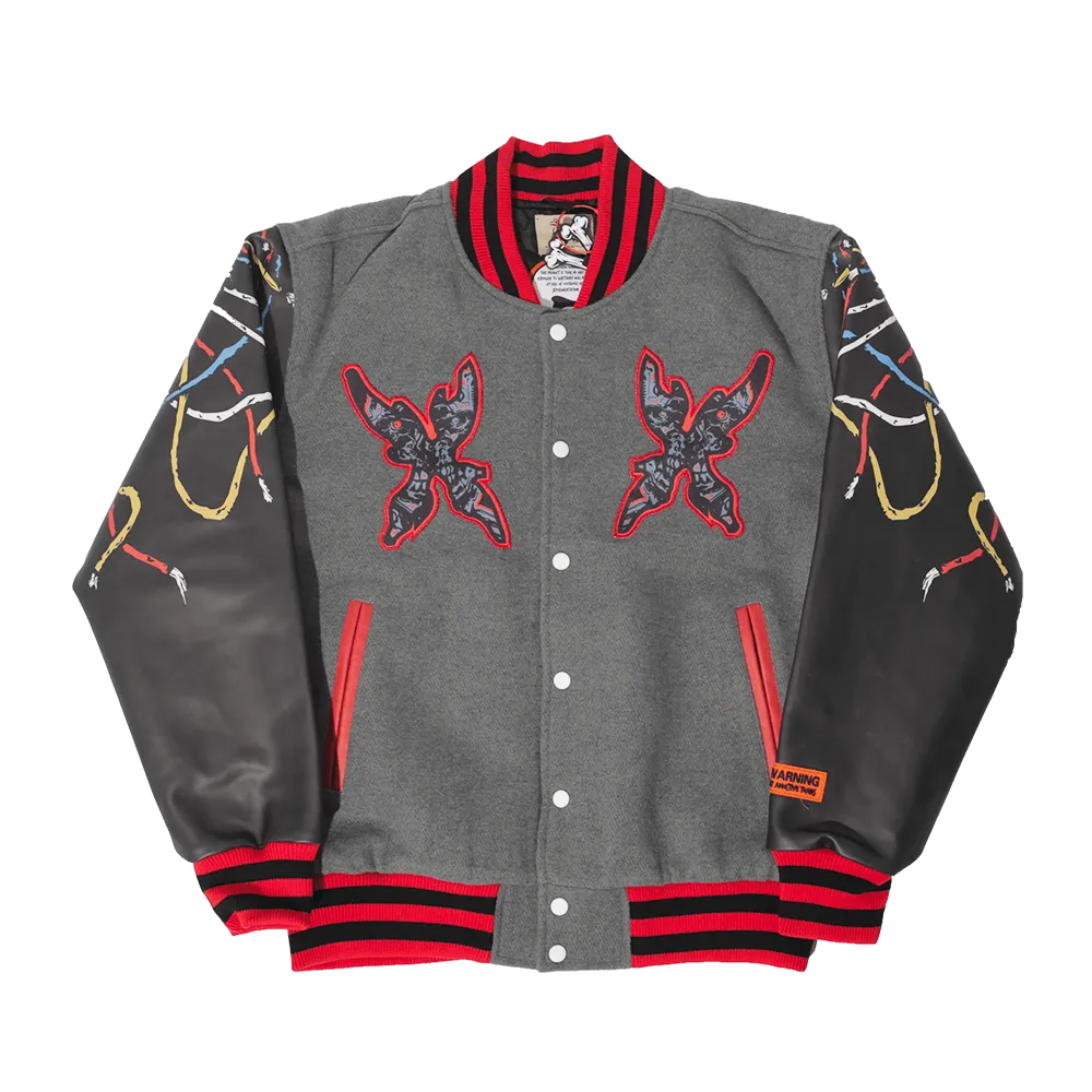 BRAND X YOU ARE TERMINATED YOUTH VARSITY JACKET (GREY)