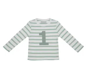 Breton Stripe Seafoam & White Long Sleeve Tee