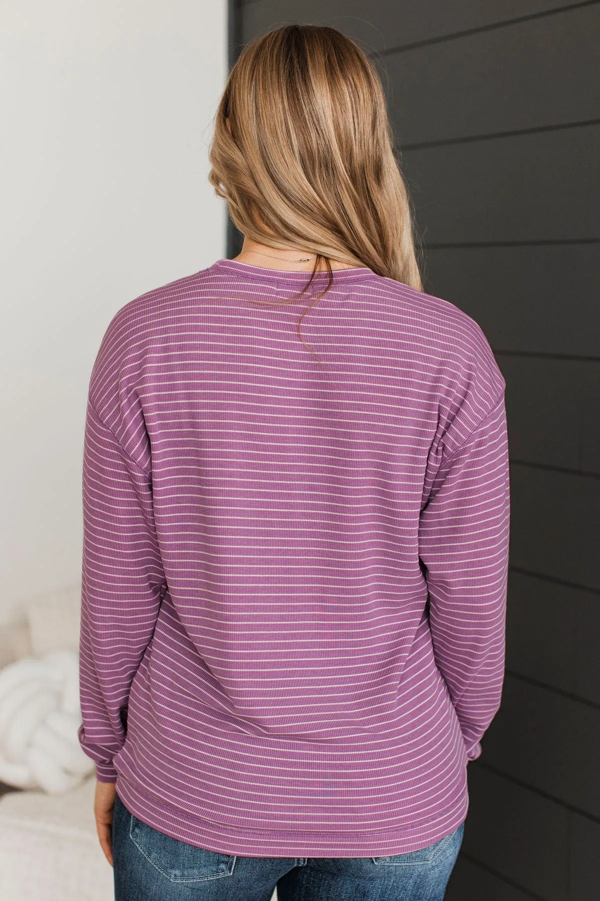 Brighten My Day Striped Pullover Top- Purple