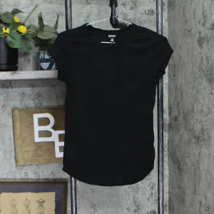 Buffalo Womens Ribbed Short Sleeve Round Neck T-Shirt Tee 1782655 Black S