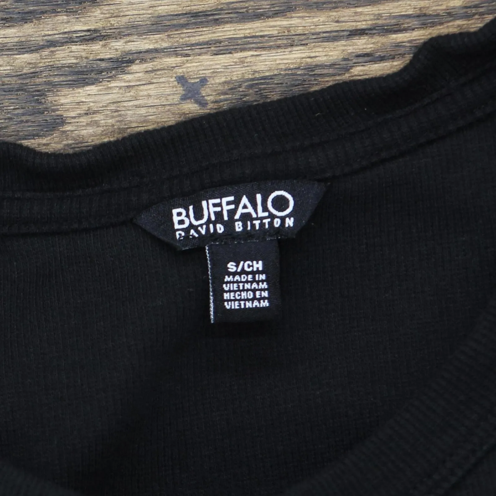 Buffalo Womens Ribbed Short Sleeve Round Neck T-Shirt Tee 1782655 Black S