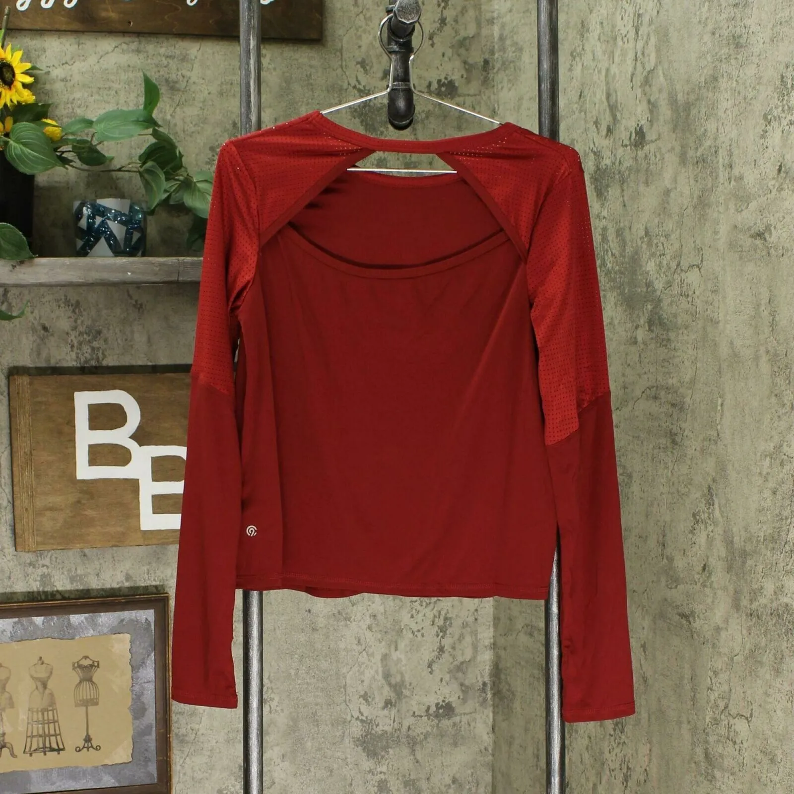 C9 Champion Women's Long Sleeve Mesh Accent Performance Shirt Red Medium