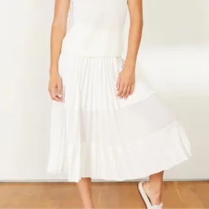 Caballero Mia Pleated Mesh Panel Skirt Anthropologie
