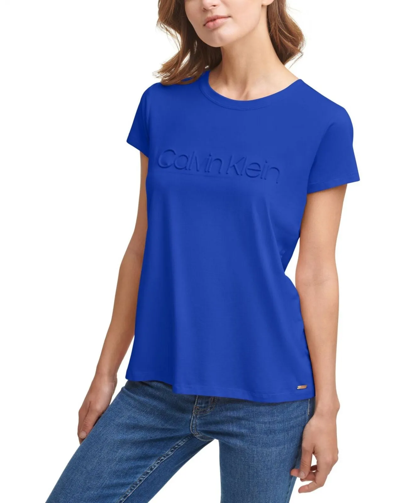 Calvin Klein Womens Short Sleeve Logo T-Shirt M7VH8058 Blue XL