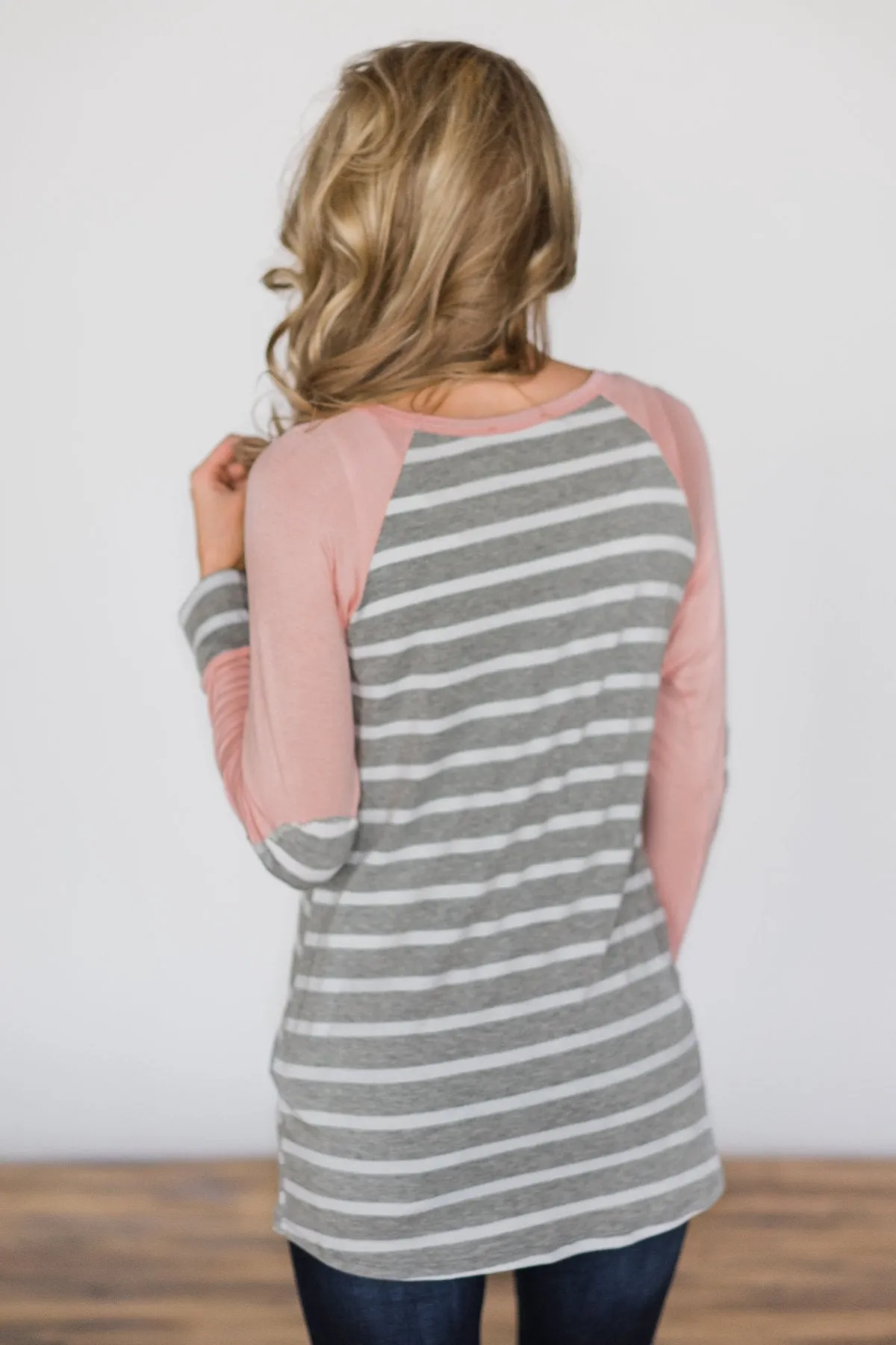 Can't Let You Go ~ Pink & Grey Striped Top