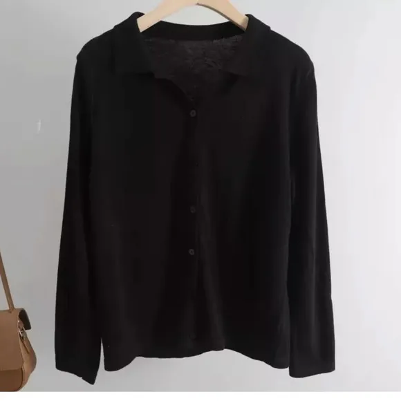 Cardigan sweater cotton vneck collar button down blue green beige black cream