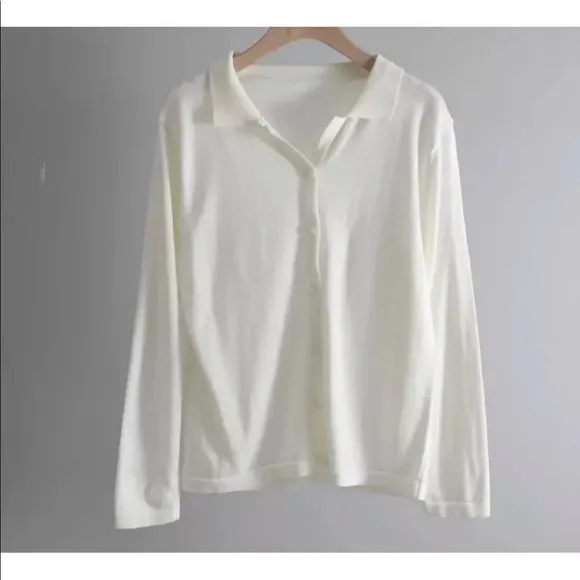 Cardigan sweater cotton vneck collar button down blue green beige black cream