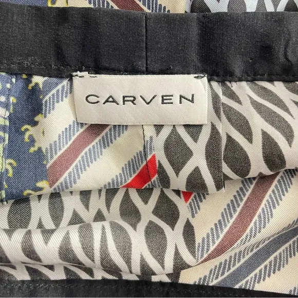Carven Silk Pleated Patchwork Red Midi Skirt Size FR38 US 6