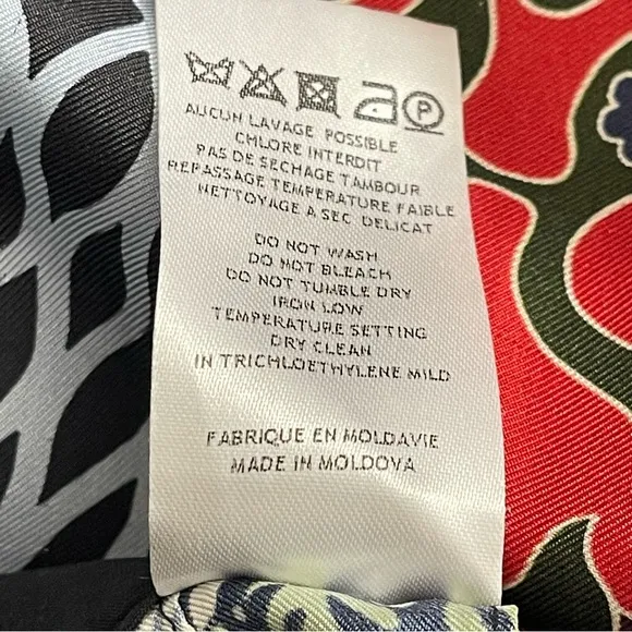 Carven Silk Pleated Patchwork Red Midi Skirt Size FR38 US 6