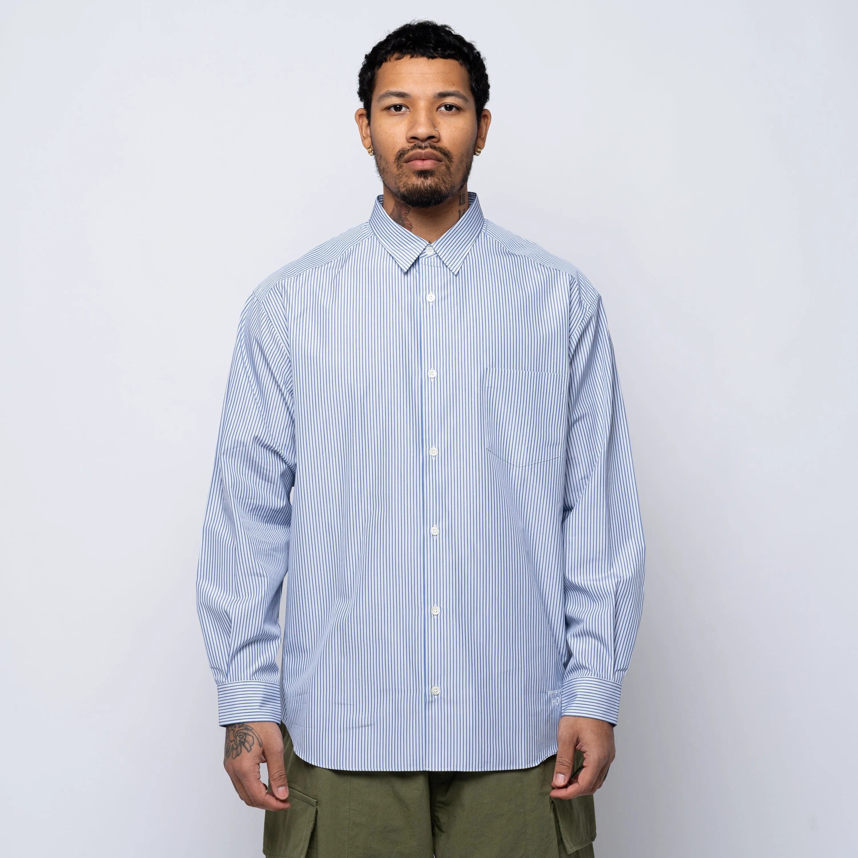 CdGH Striped Button-Up Shirt Blue HO-B007-051