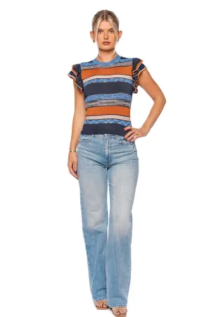 Cecile Adriatic Ruffled Knit Top