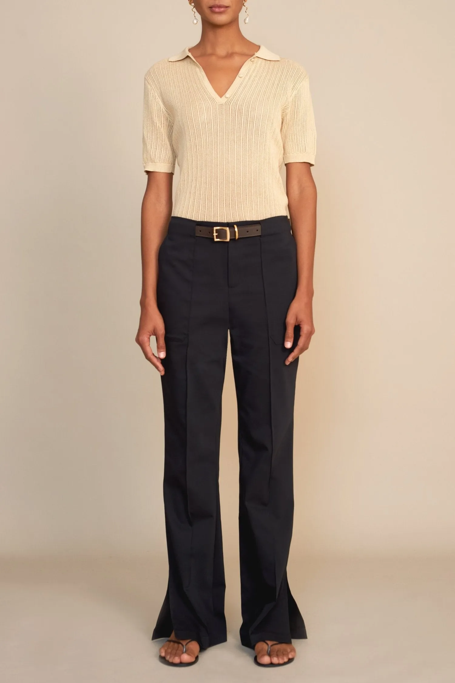 Charcoal Patch Pocket Split Hem Pant