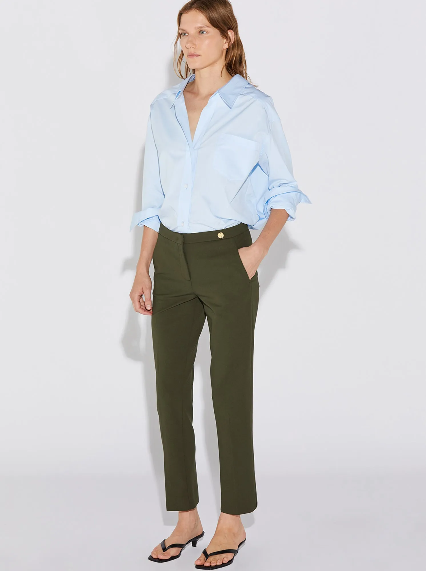 CHARLOTTE Stretch Crepe Pant Army Green