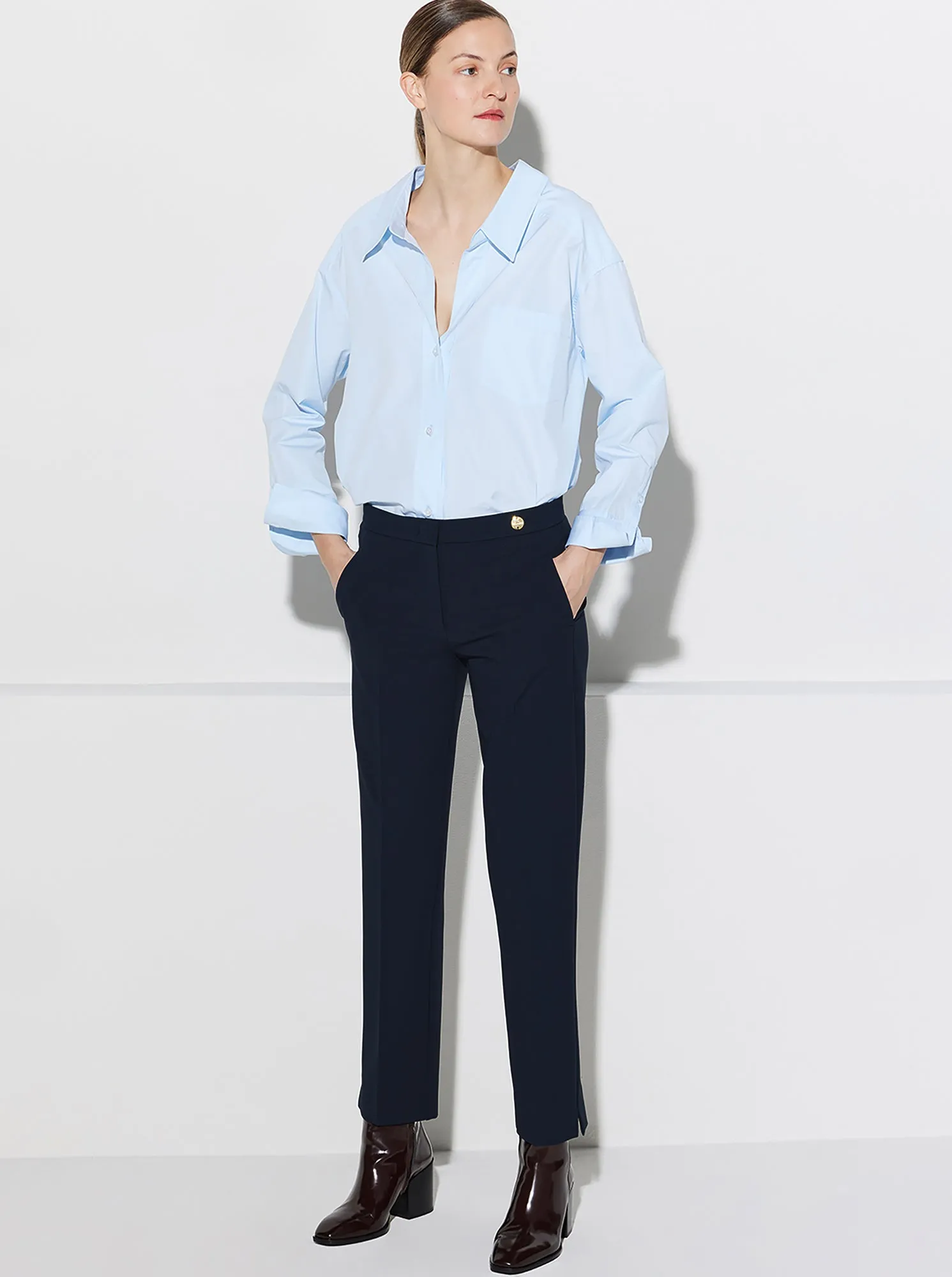 CHARLOTTE Stretch Crepe Pant Navy
