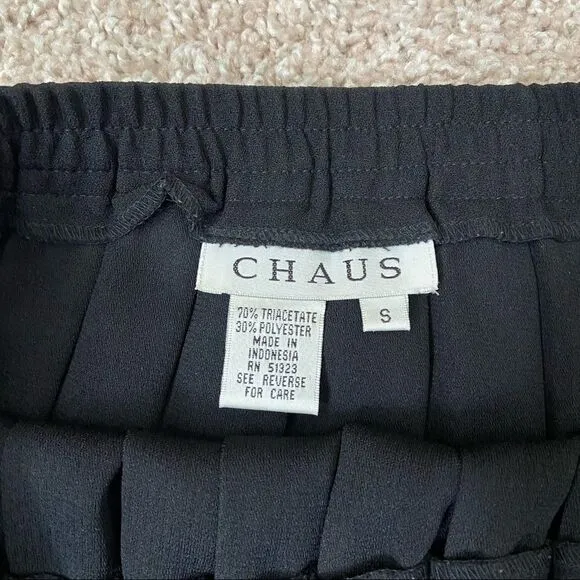 Chaus Black Dress Top and Pleated Skirt Set