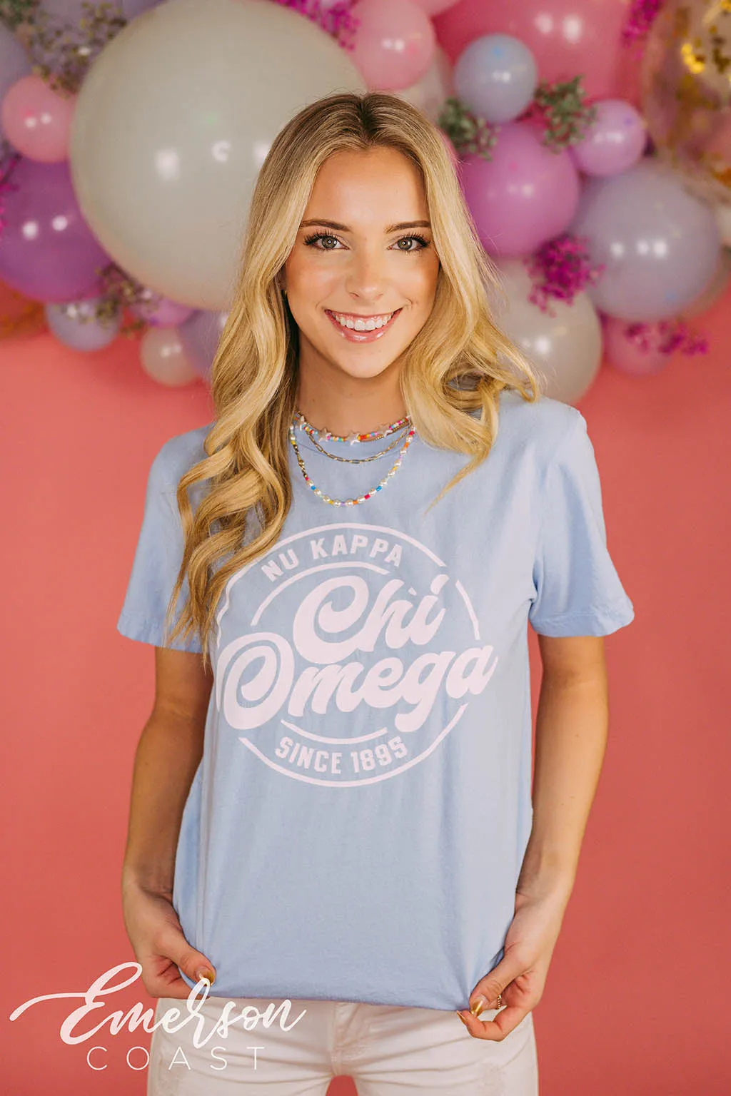 Chi Omega Light Blue Recruitment T-shirt