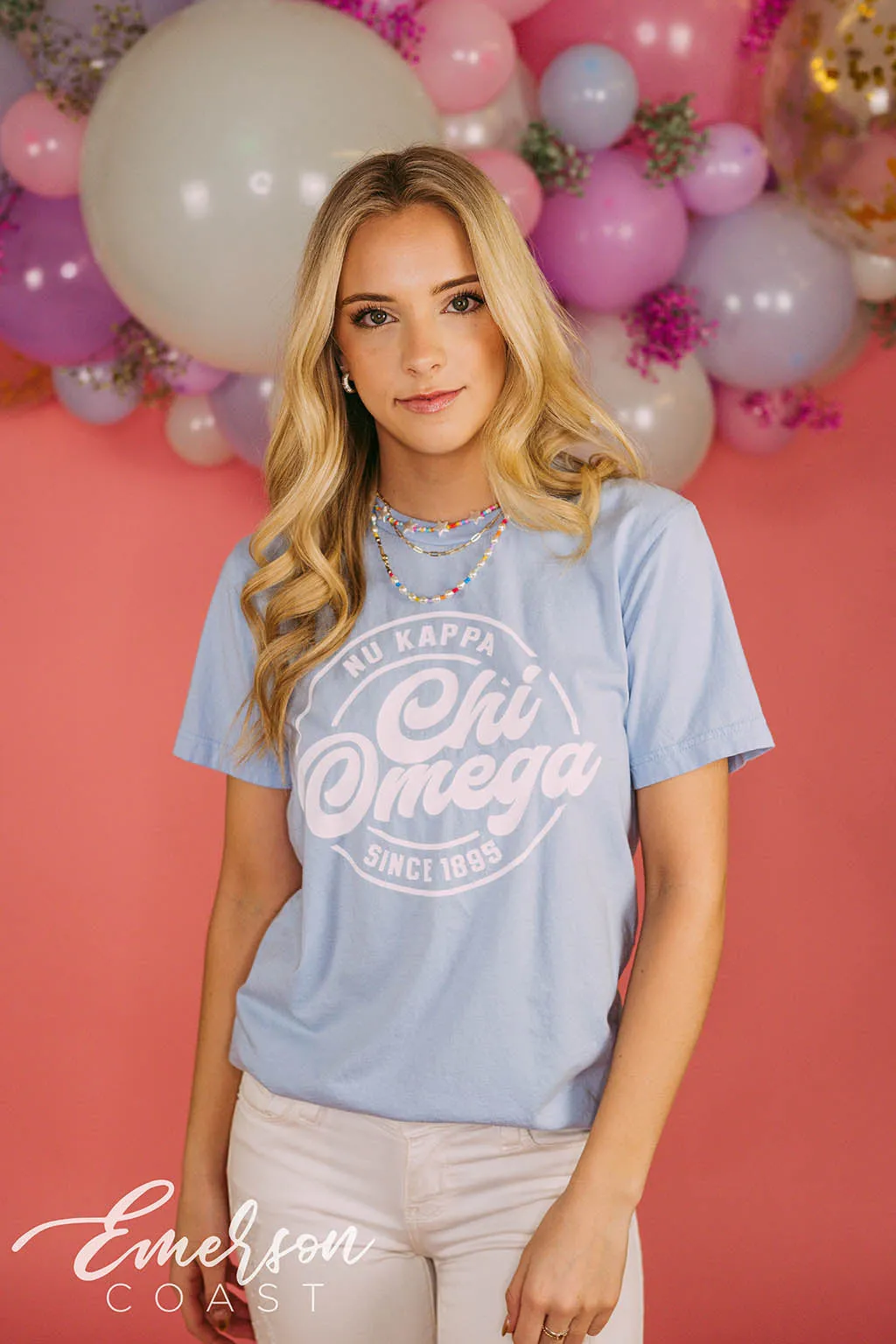 Chi Omega Light Blue Recruitment T-shirt