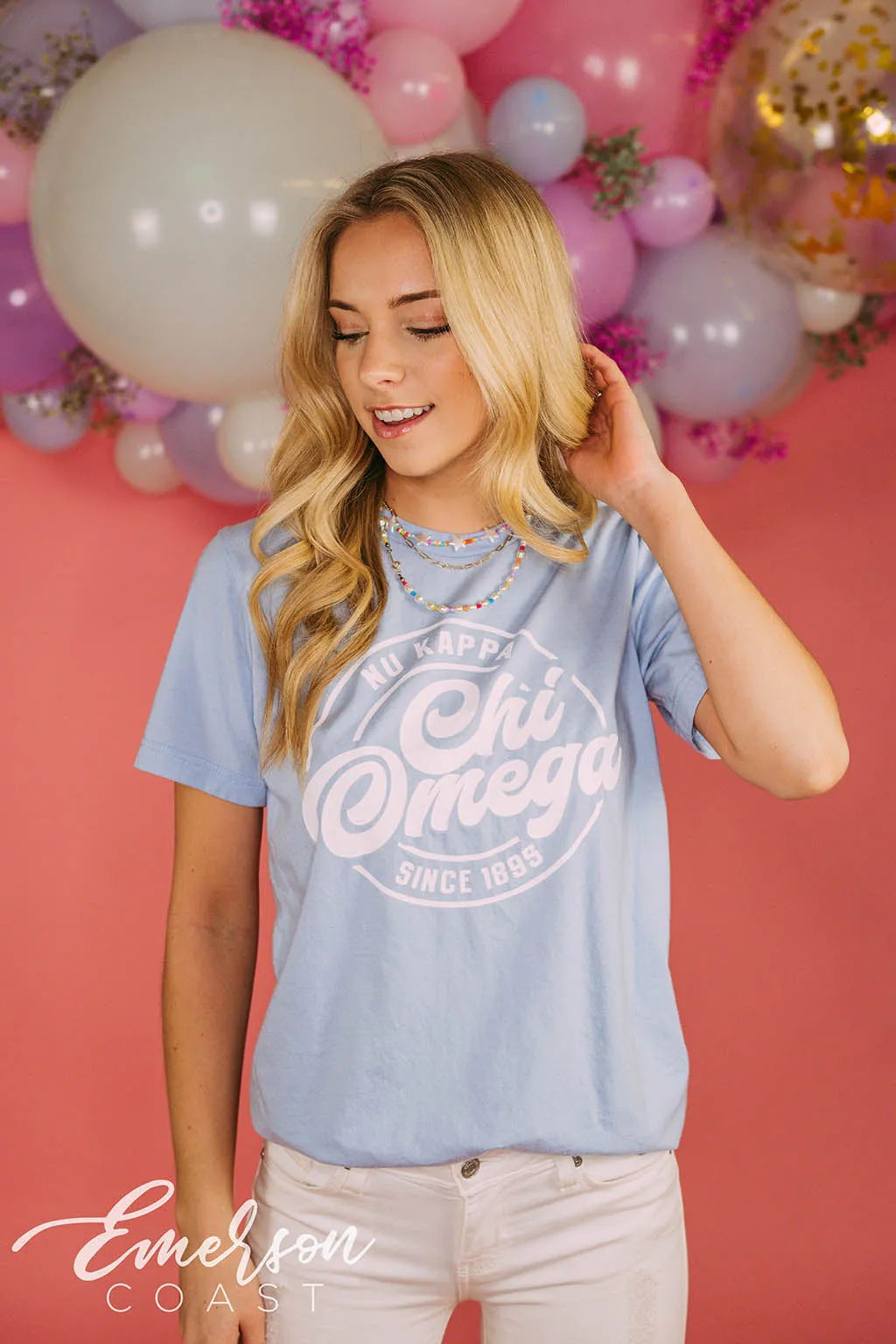 Chi Omega Light Blue Recruitment T-shirt