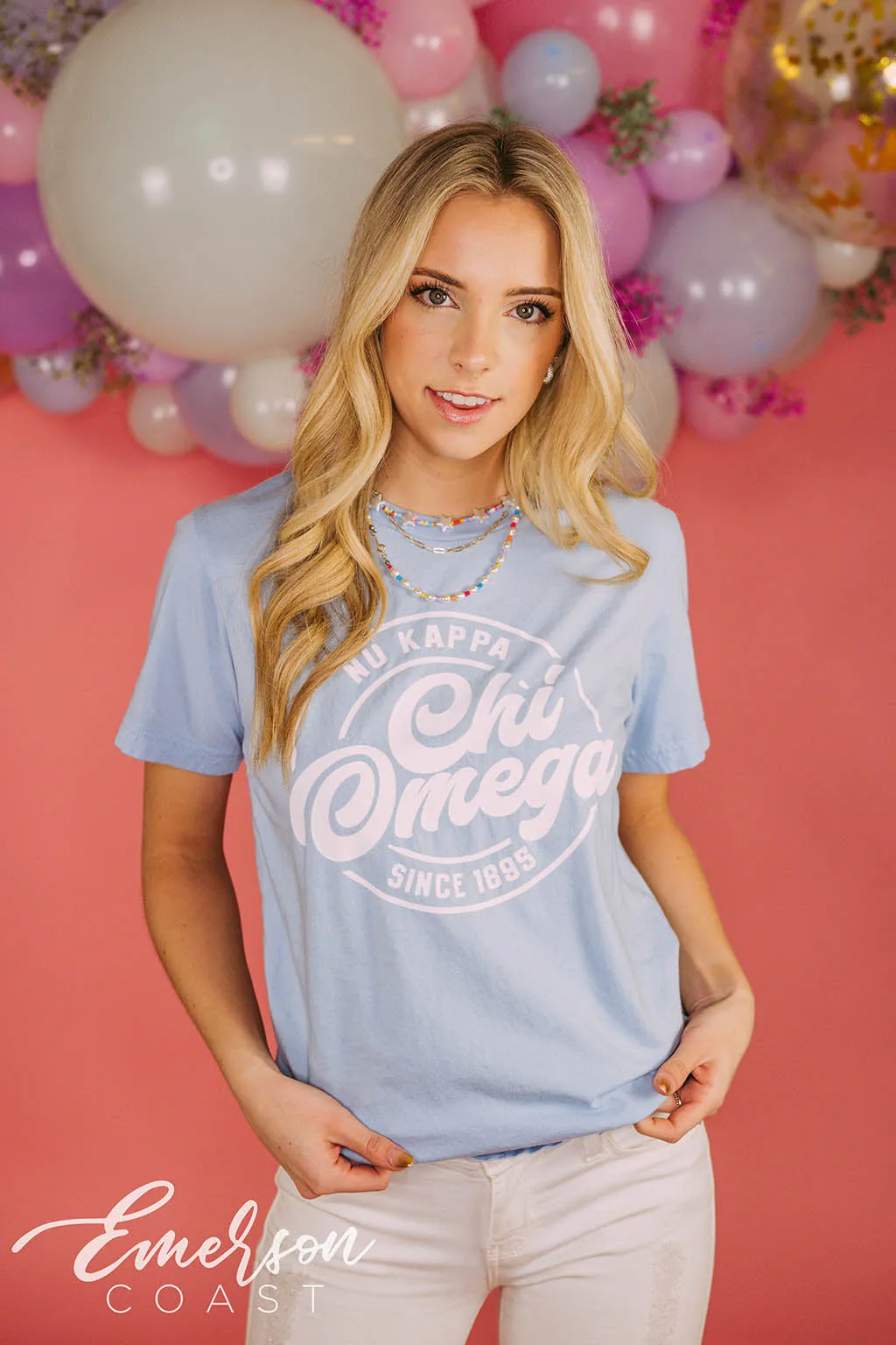 Chi Omega Light Blue Recruitment T-shirt