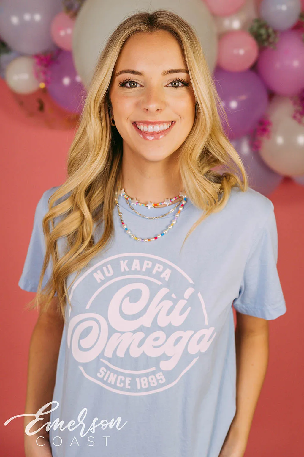 Chi Omega Light Blue Recruitment T-shirt