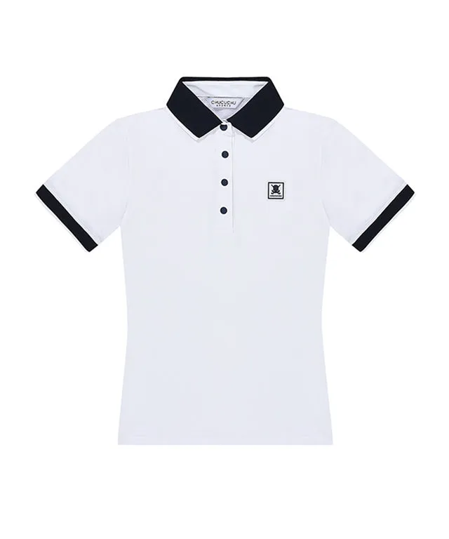 CHUCUCHU Knit Point Polo T-shirt - White