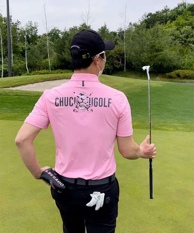CHUCUCHU Men's Back Point Polo Tee Pink