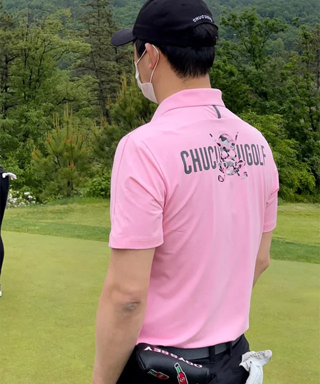 CHUCUCHU Men's Back Point Polo Tee Pink