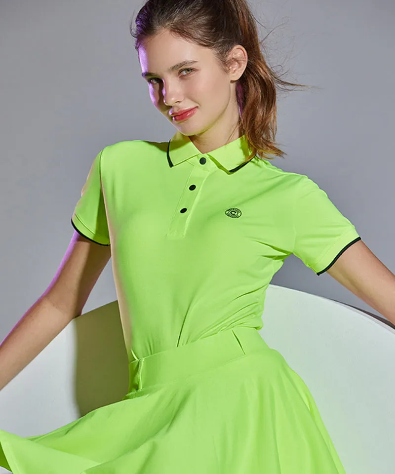 CHUCUCHU Ten Knit Collar Polo T-Shirt - Neon Yellow
