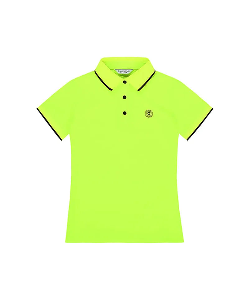 CHUCUCHU Ten Knit Collar Polo T-Shirt - Neon Yellow