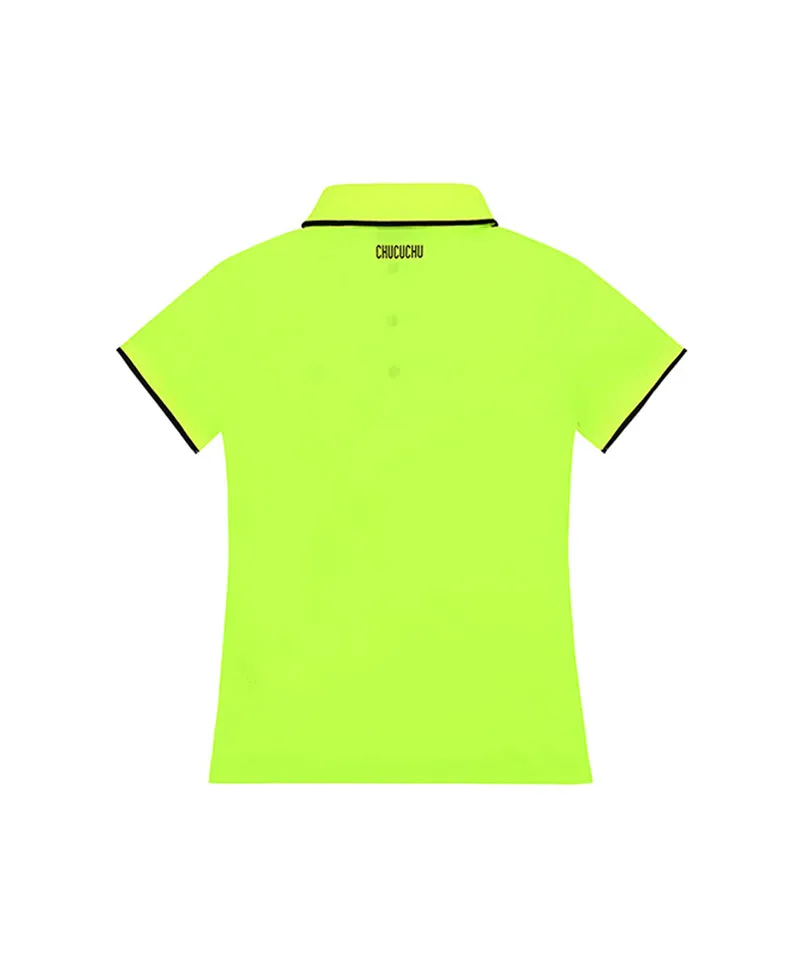 CHUCUCHU Ten Knit Collar Polo T-Shirt - Neon Yellow