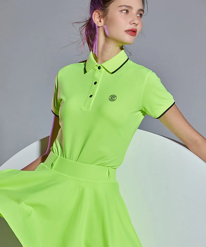 CHUCUCHU Ten Knit Collar Polo T-Shirt - Neon Yellow