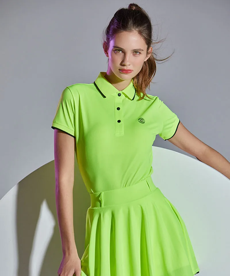 CHUCUCHU Ten Knit Collar Polo T-Shirt - Neon Yellow